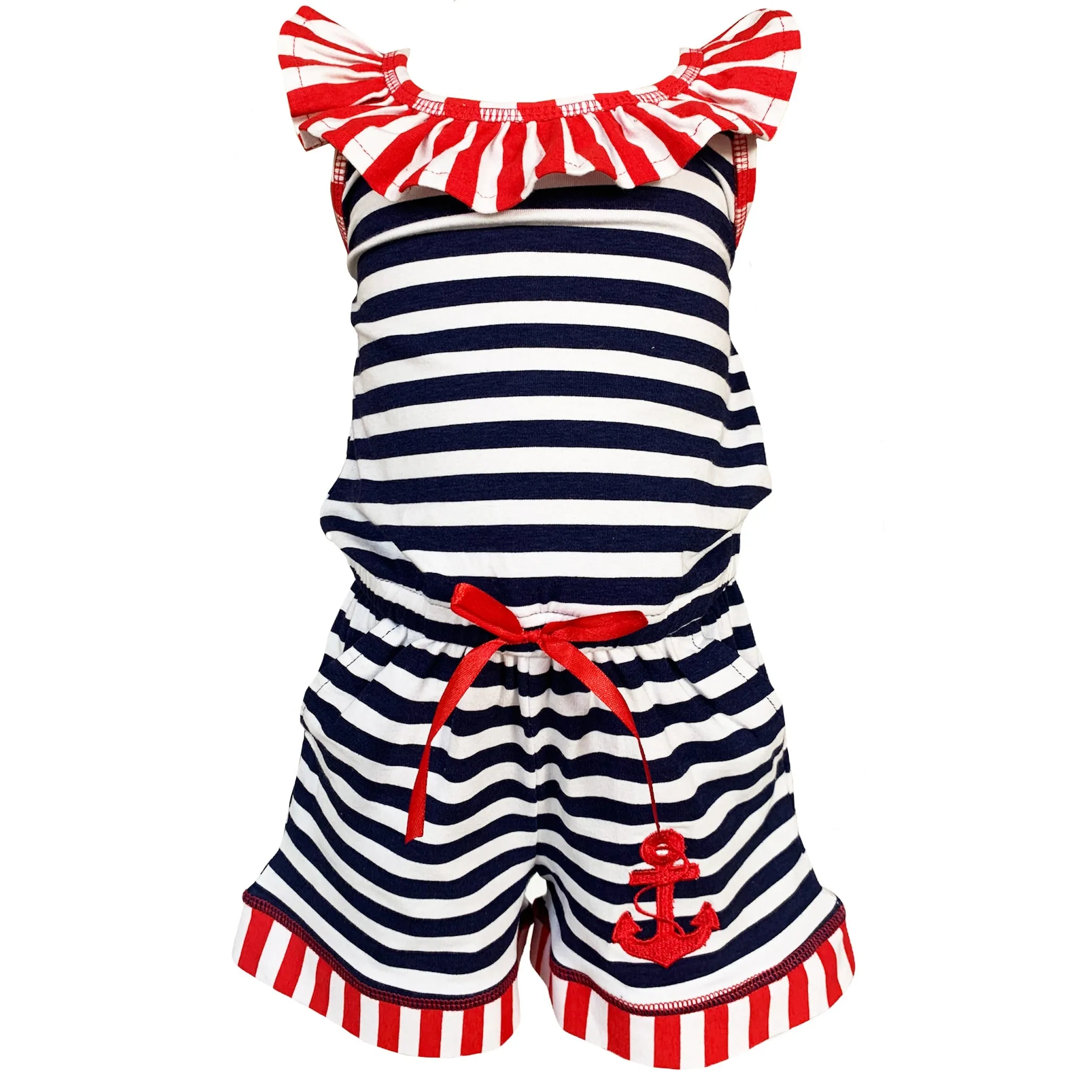 Girls Anchors Away Nautical Jumpsuit