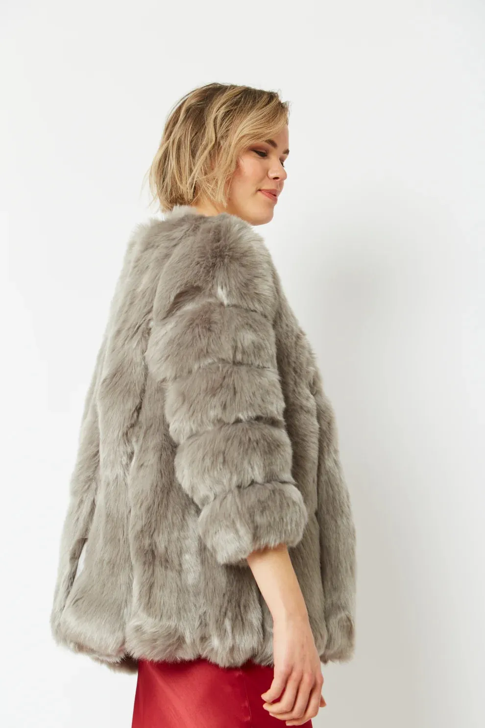 Grey Faux Fur Coat