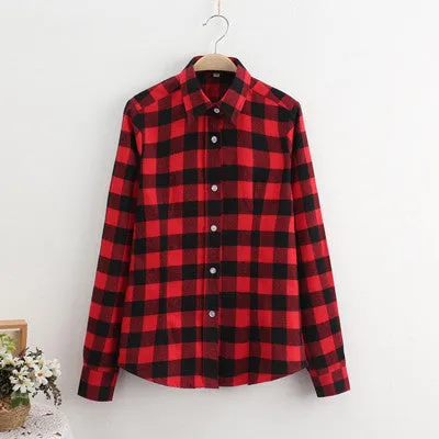 GUMPRUN Fashion Women Plaid Shirt Flannel Shirt Long Sleeve Women Blouses Shirt Women Plus Size 5XL Cotton Blusas Tops Blouse