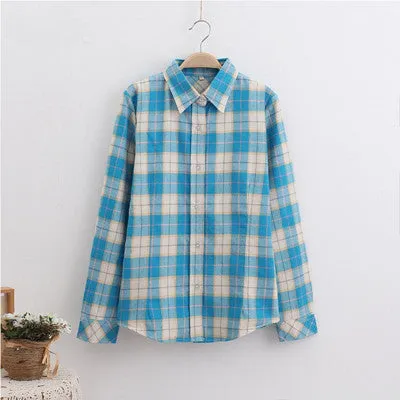 GUMPRUN Fashion Women Plaid Shirt Flannel Shirt Long Sleeve Women Blouses Shirt Women Plus Size 5XL Cotton Blusas Tops Blouse