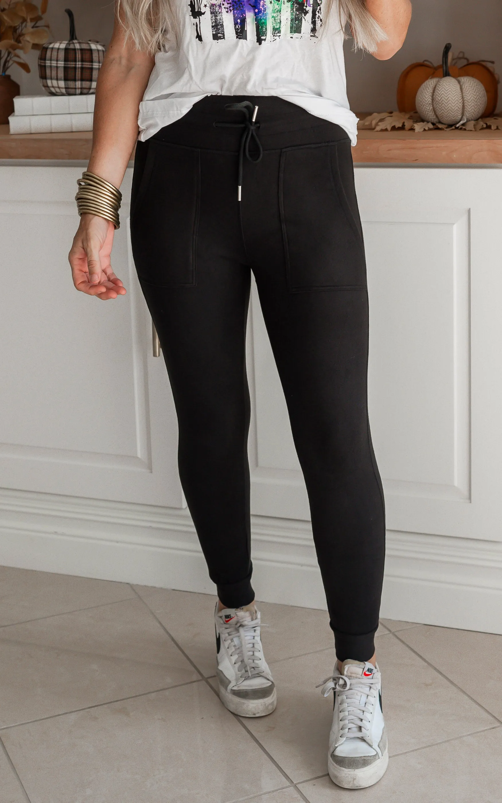 High Waist Fleece Knit Joggers - Final Sale