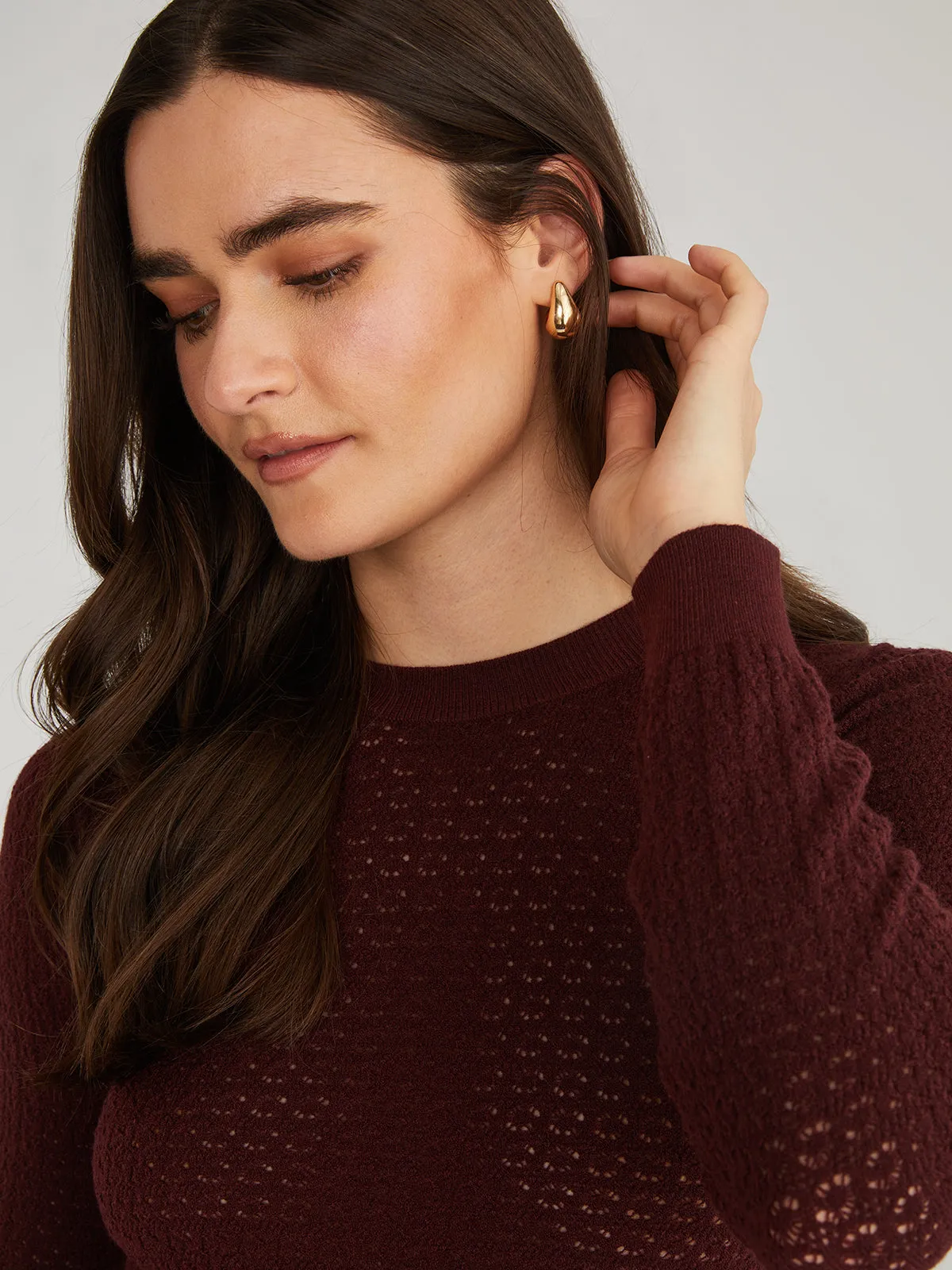 Holly: Pointelle Crewneck Pullover