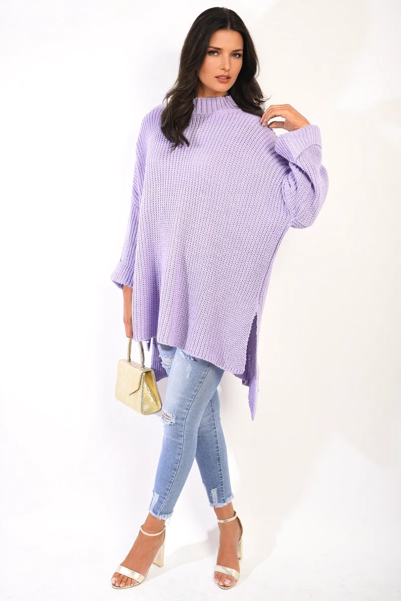 Honor High Neck Oversized Long Sleeve Knitted Jumper