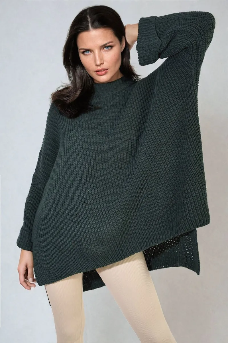 Honor High Neck Oversized Long Sleeve Knitted Jumper