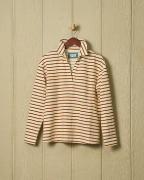 Inlet Pullover in Cream/Acorn Loopback Terry