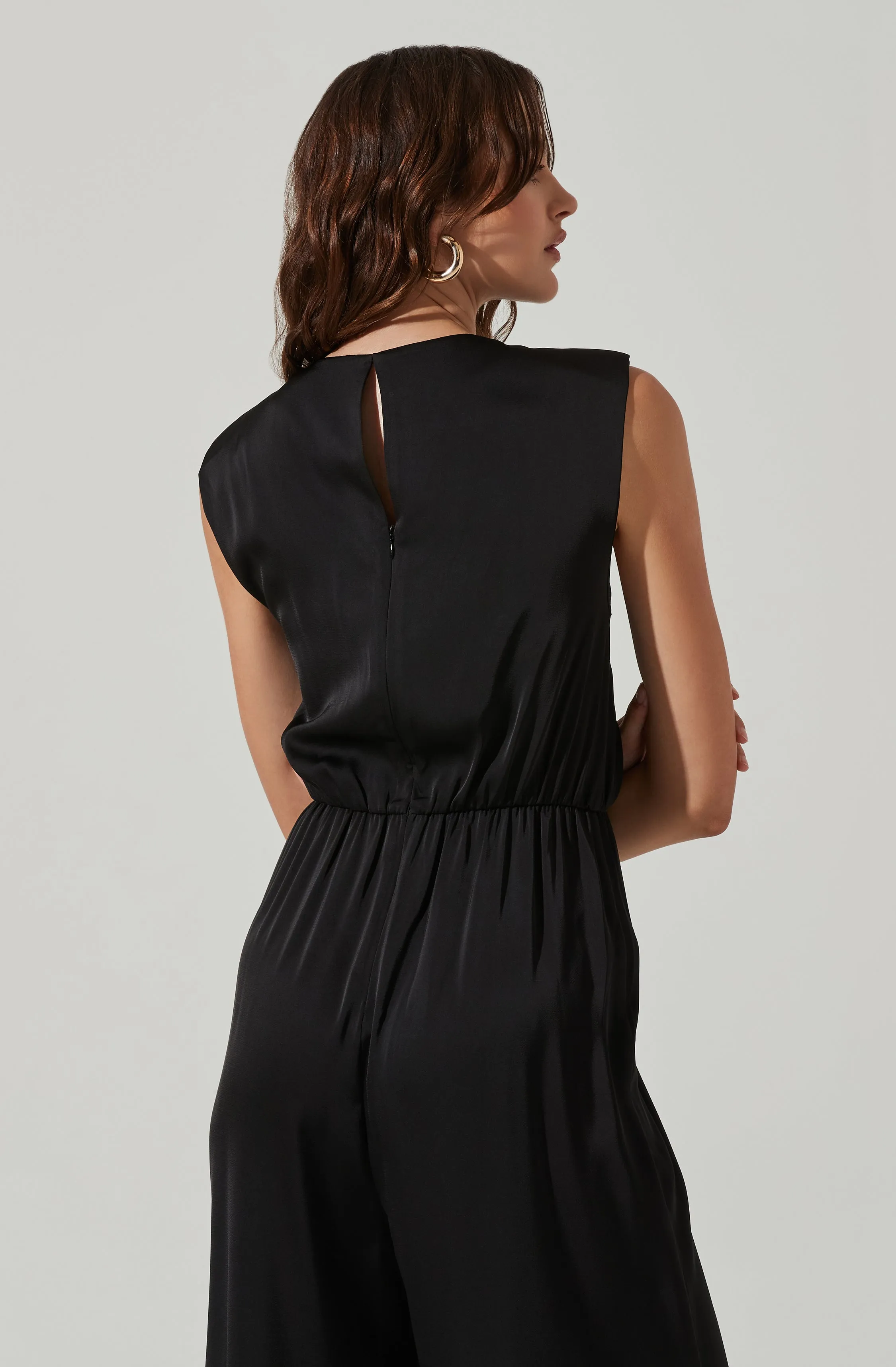 Inverted Pleat Neck Jumpsuit