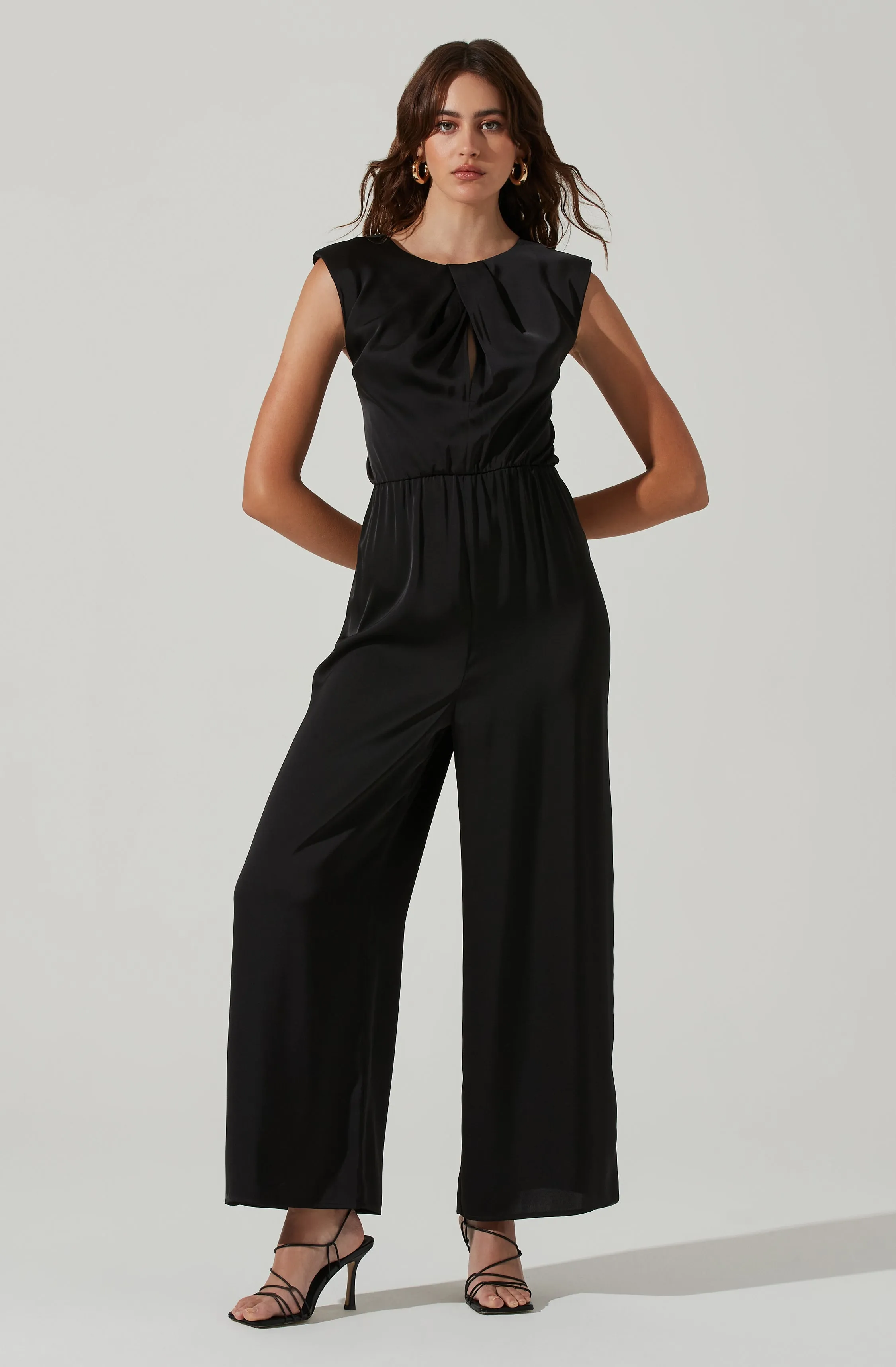 Inverted Pleat Neck Jumpsuit