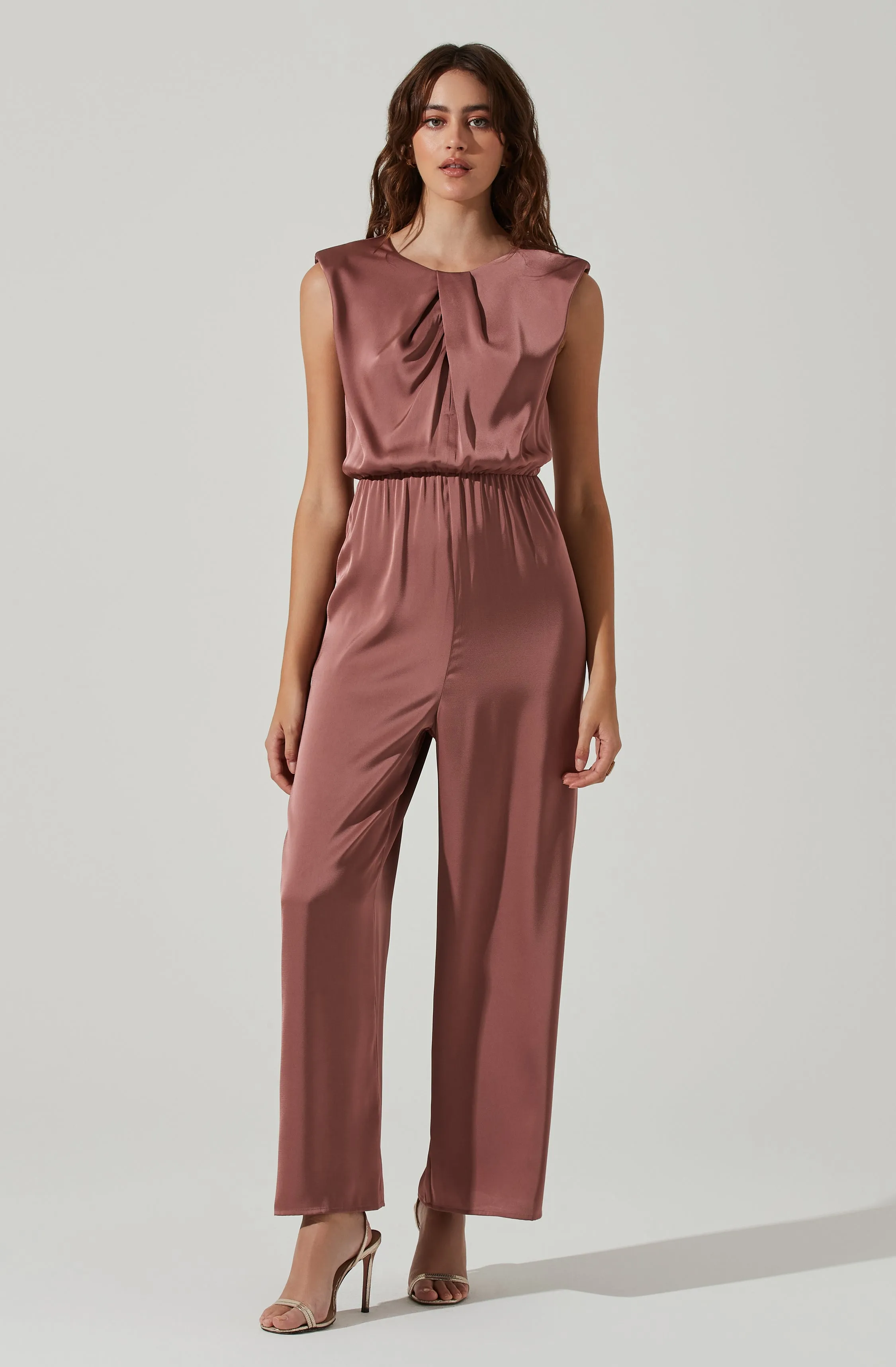 Inverted Pleat Neck Jumpsuit