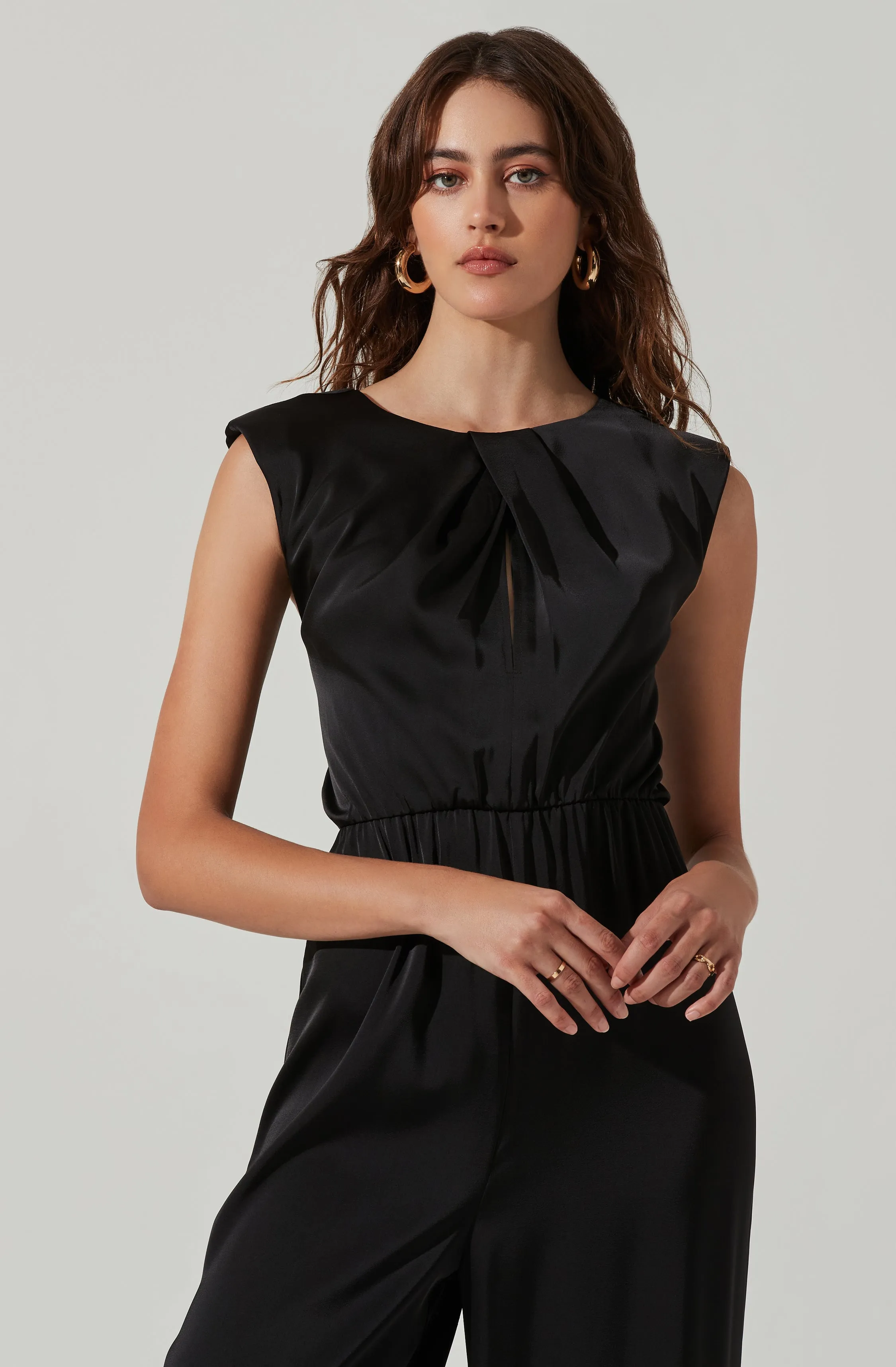 Inverted Pleat Neck Jumpsuit