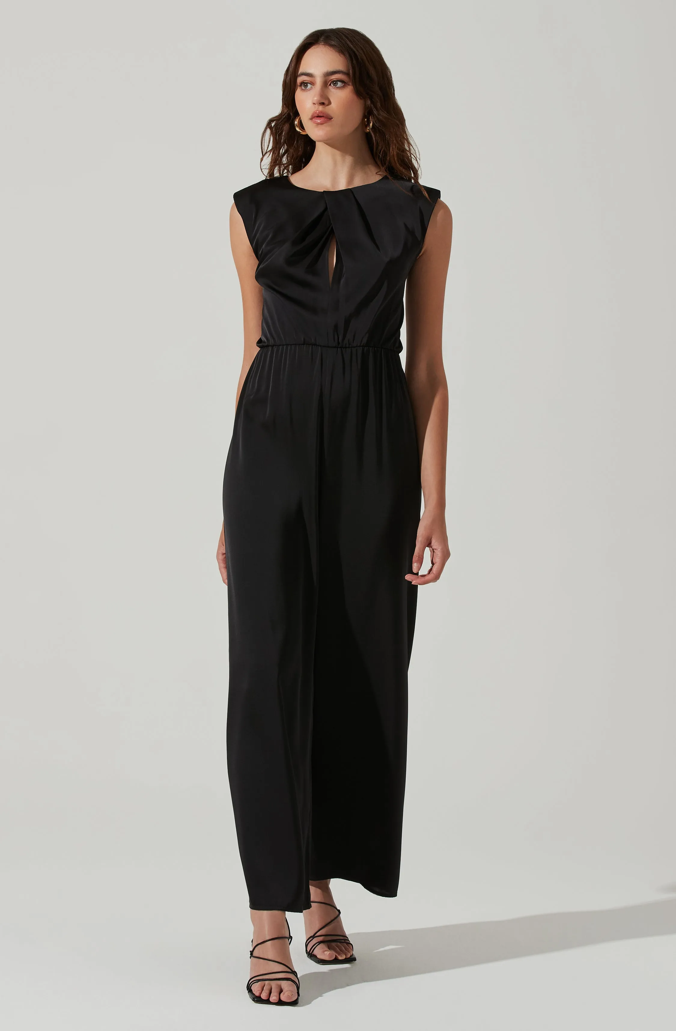 Inverted Pleat Neck Jumpsuit