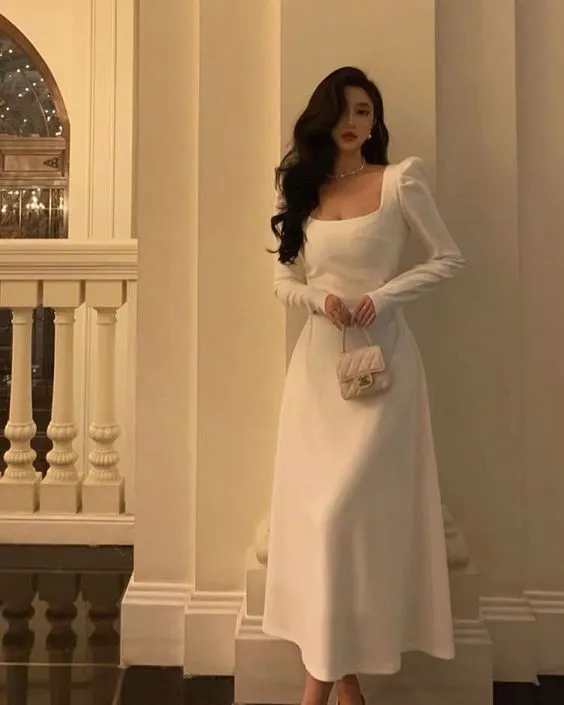 Ivory Long Sleeves Prom Dresses Party Dress     fg3437