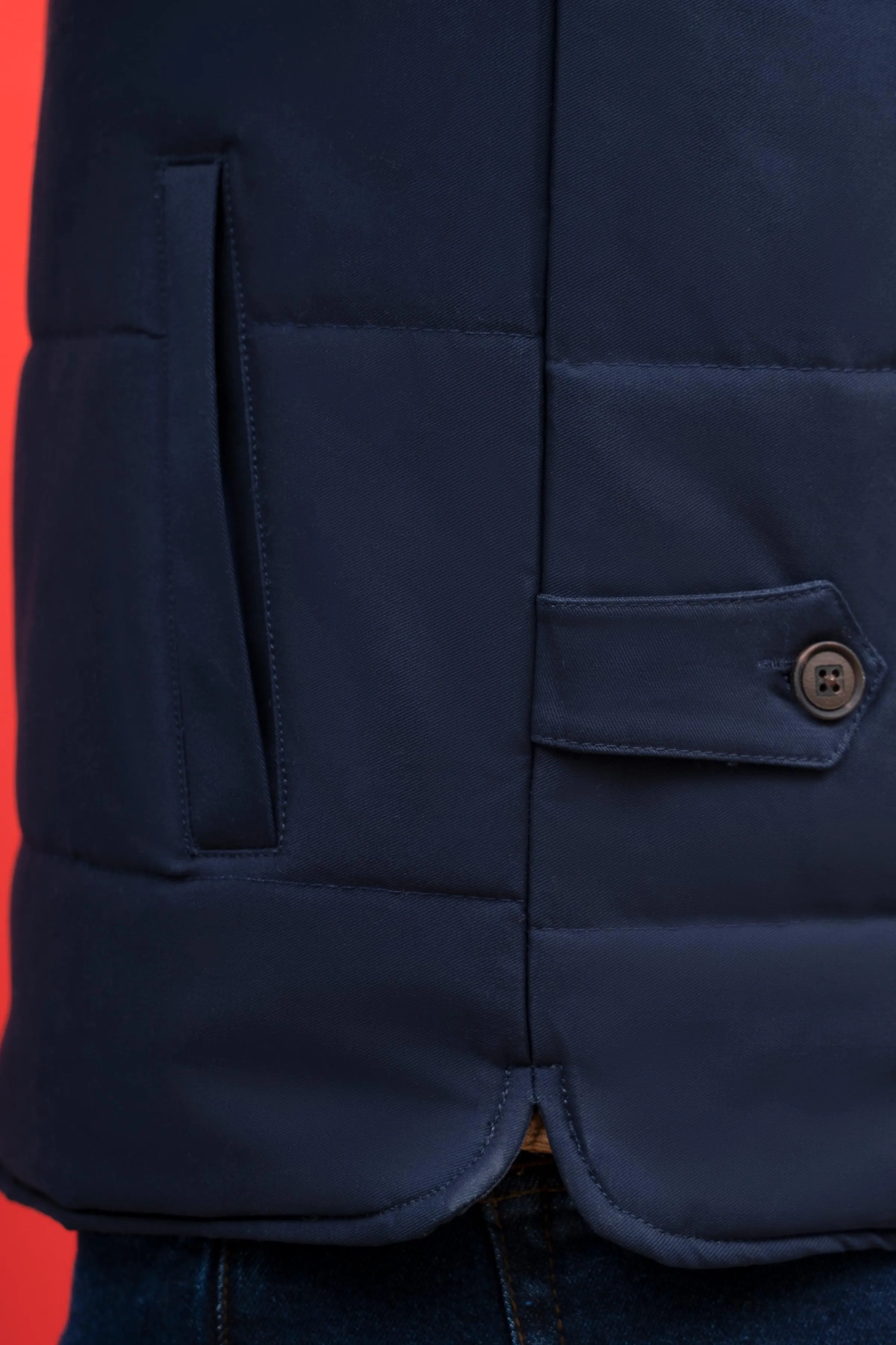 JACKET QUILTED WITH RIB BAN S/L NAVY