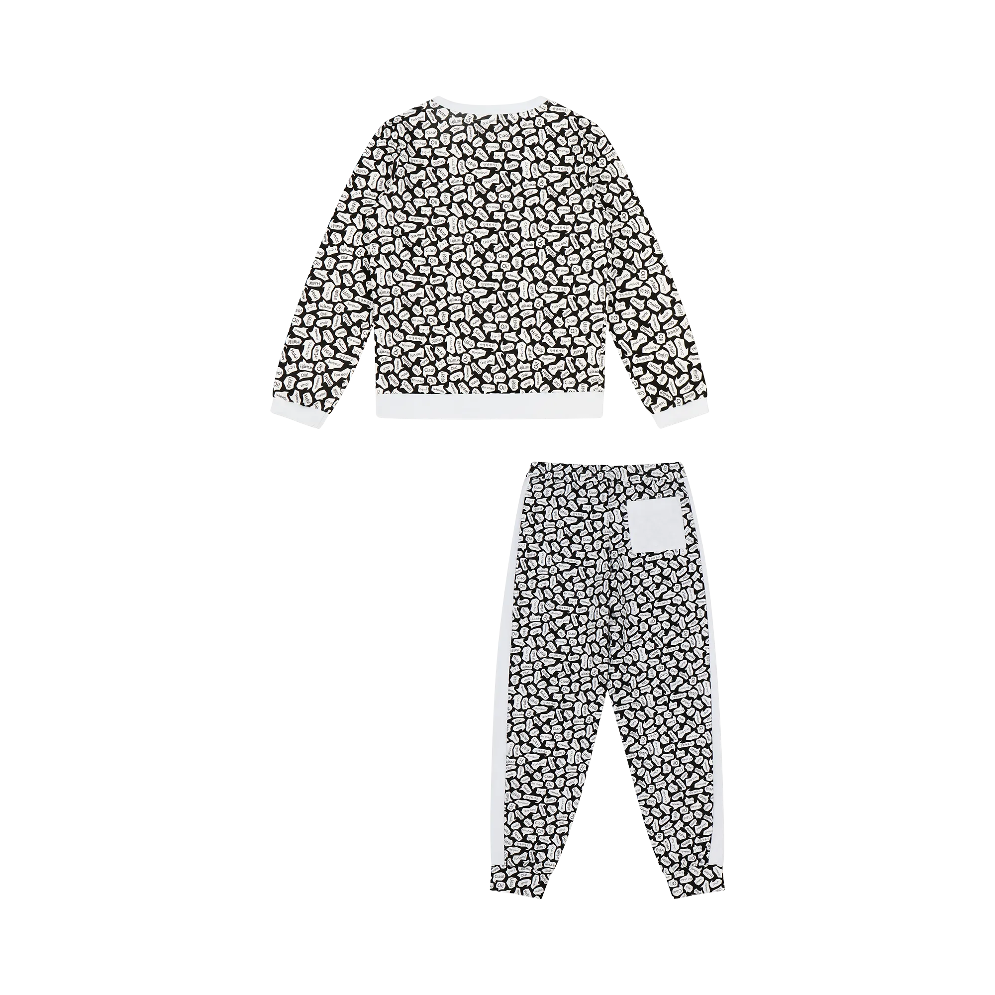 Kids Crewneck Sweatshirt and Jogger Pants Set - Black/White-Hello