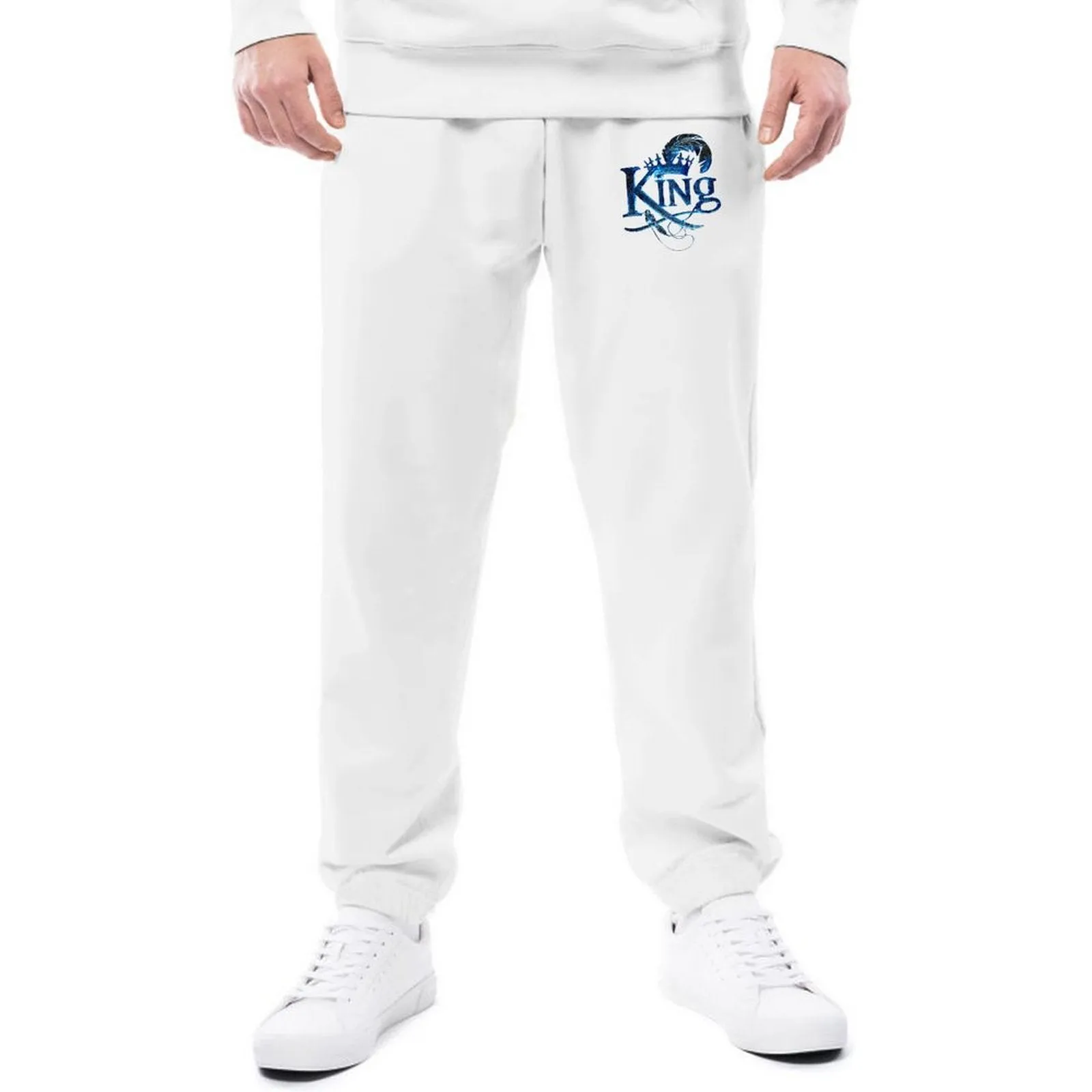 KING 02-01 White Men's Designer Joggers