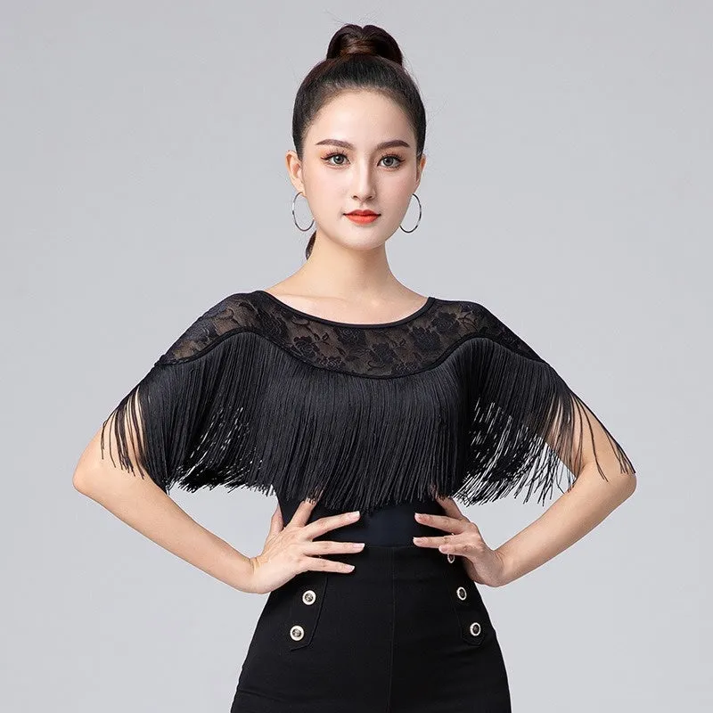 Lace Floral Short Sleeve Latin/Ballroom Top