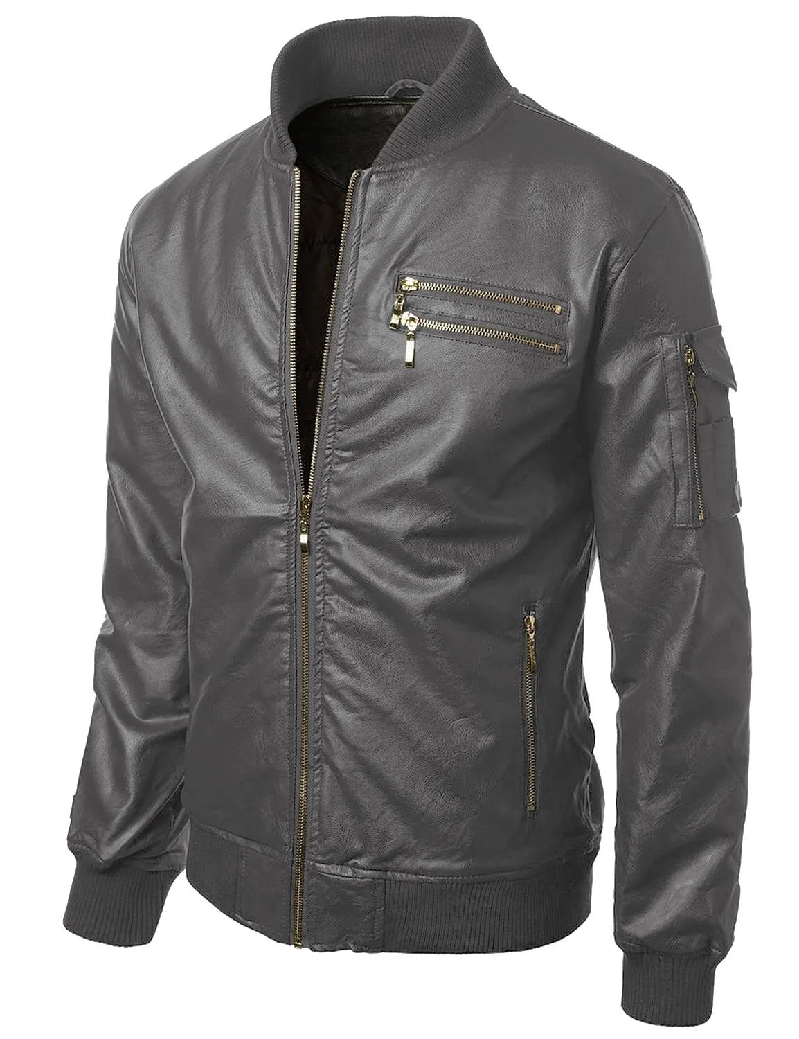 Leather Jackets Hub Mens Genuine Lambskin Leather Jacket (Black, Bomber Jacket) - 1501286