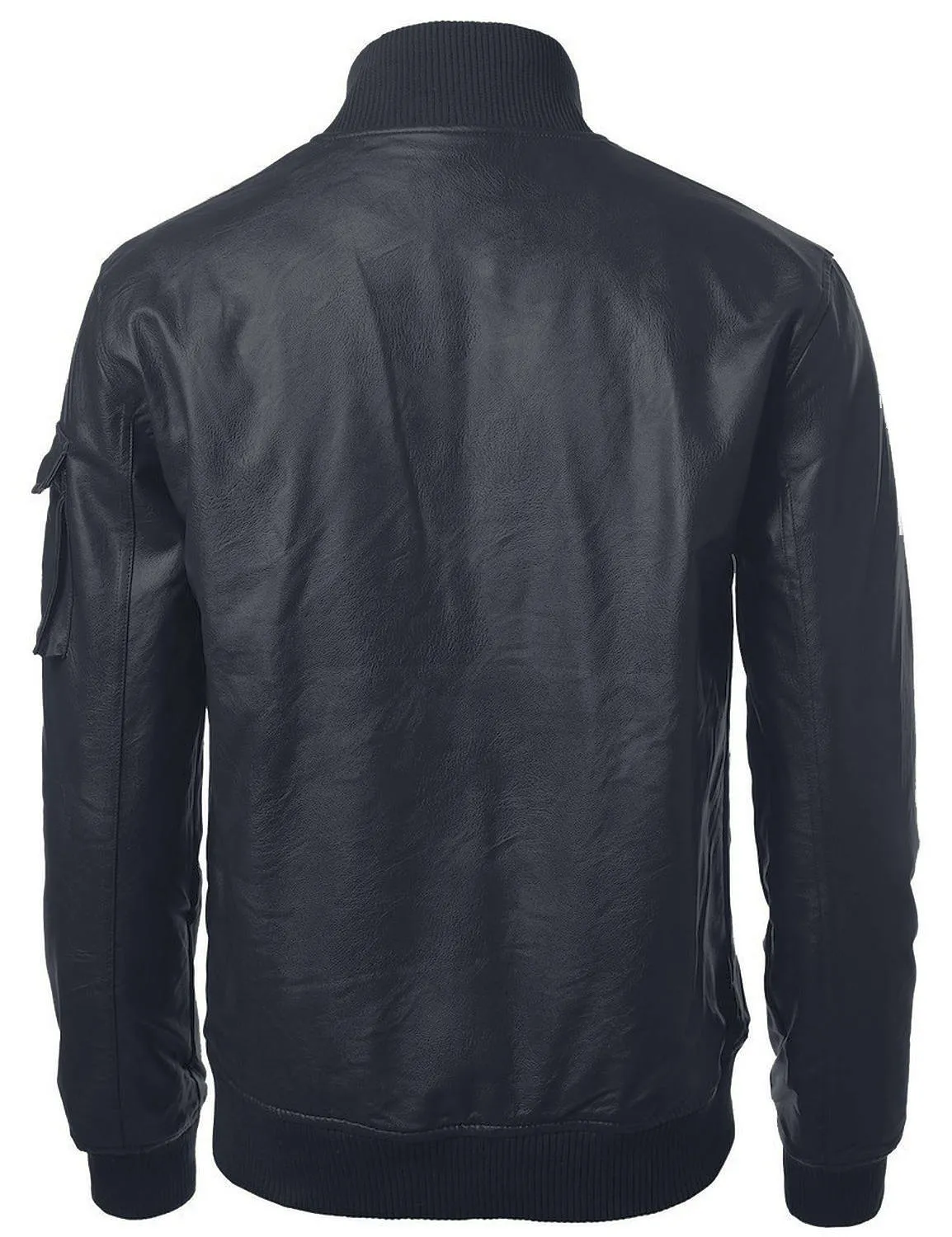 Leather Jackets Hub Mens Genuine Lambskin Leather Jacket (Black, Bomber Jacket) - 1501286