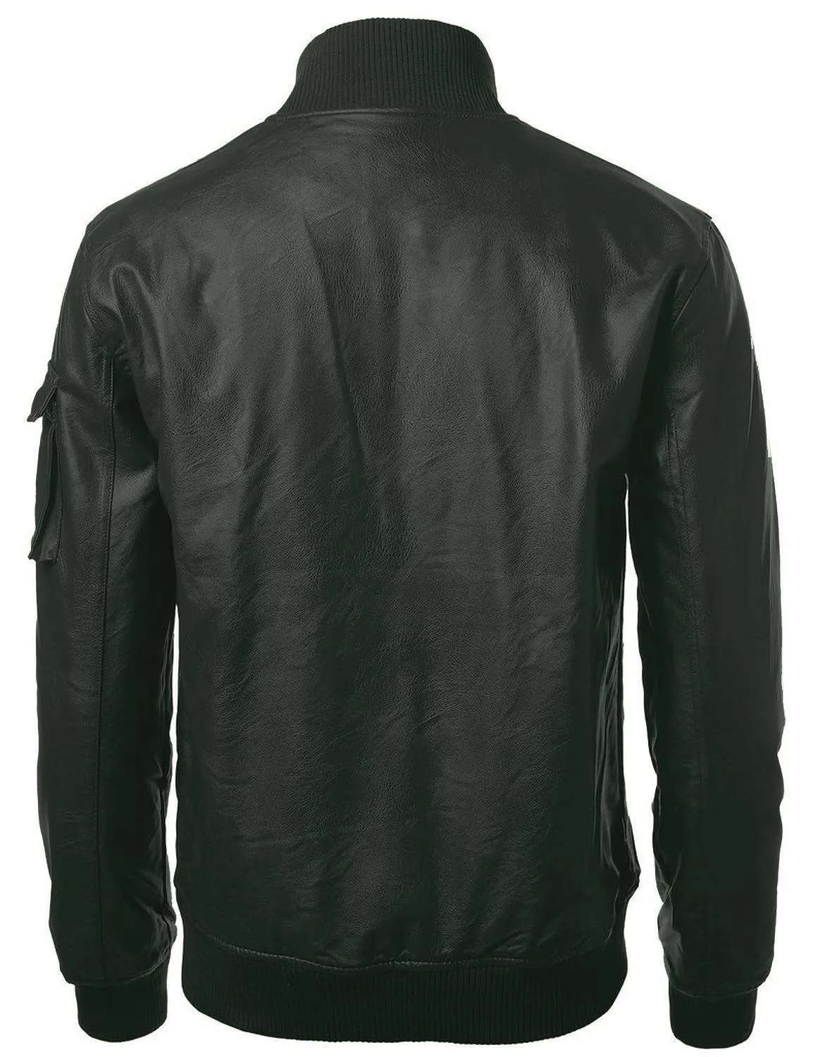 Leather Jackets Hub Mens Genuine Lambskin Leather Jacket (Black, Bomber Jacket) - 1501286