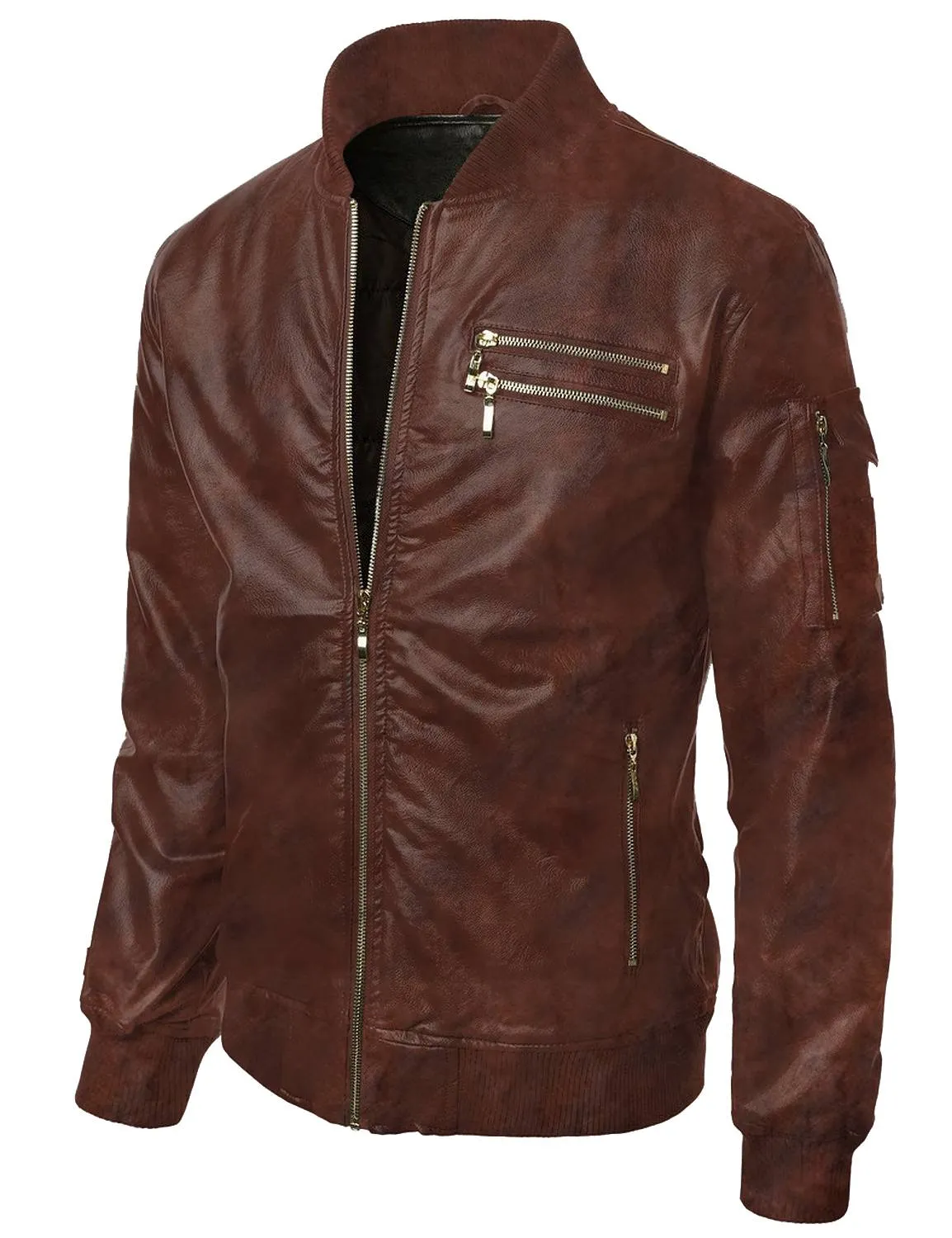 Leather Jackets Hub Mens Genuine Lambskin Leather Jacket (Black, Bomber Jacket) - 1501286