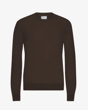 Light Merino Wool Crew - Coffee Brown