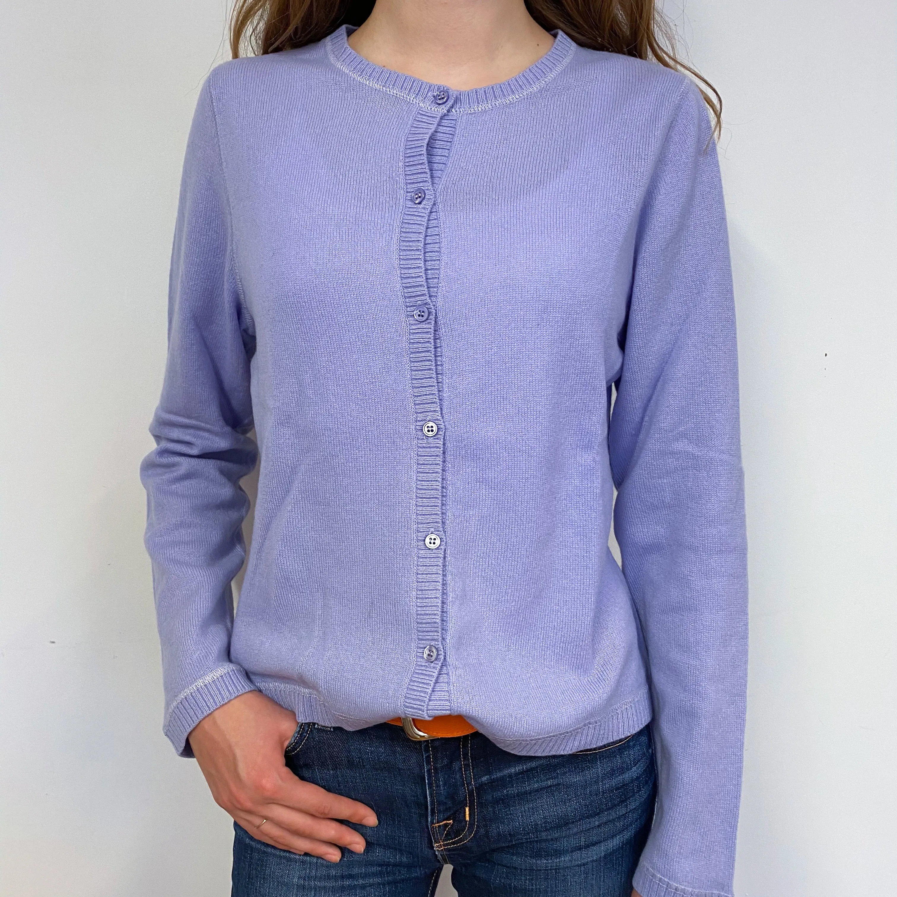 Lilac Crew Neck Cardigan Extra Small