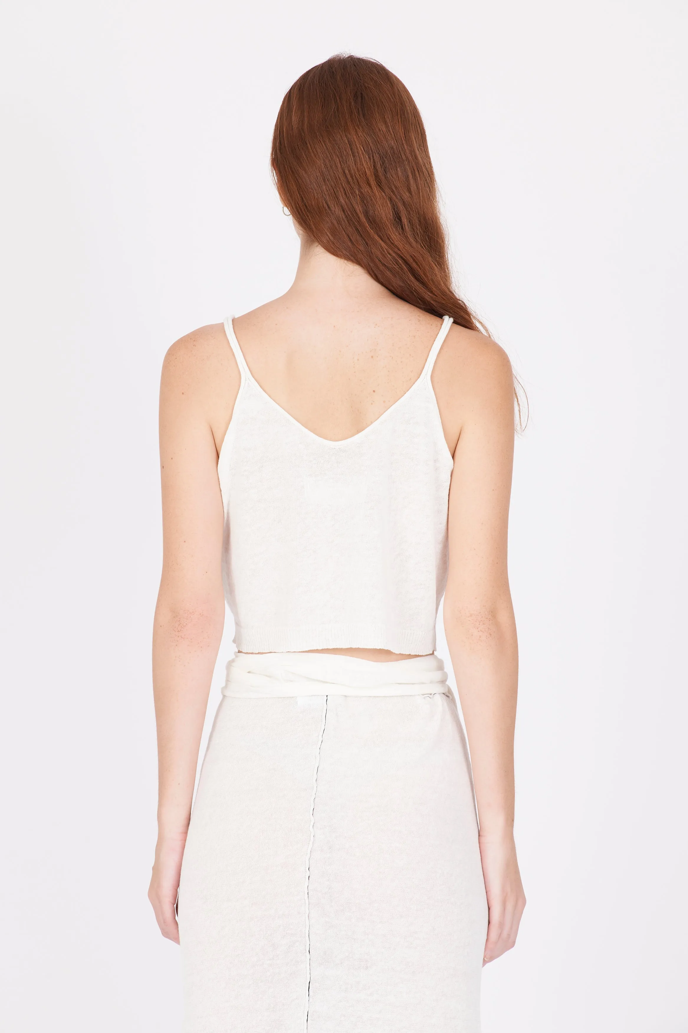 Linen Cotton Knit Top - White