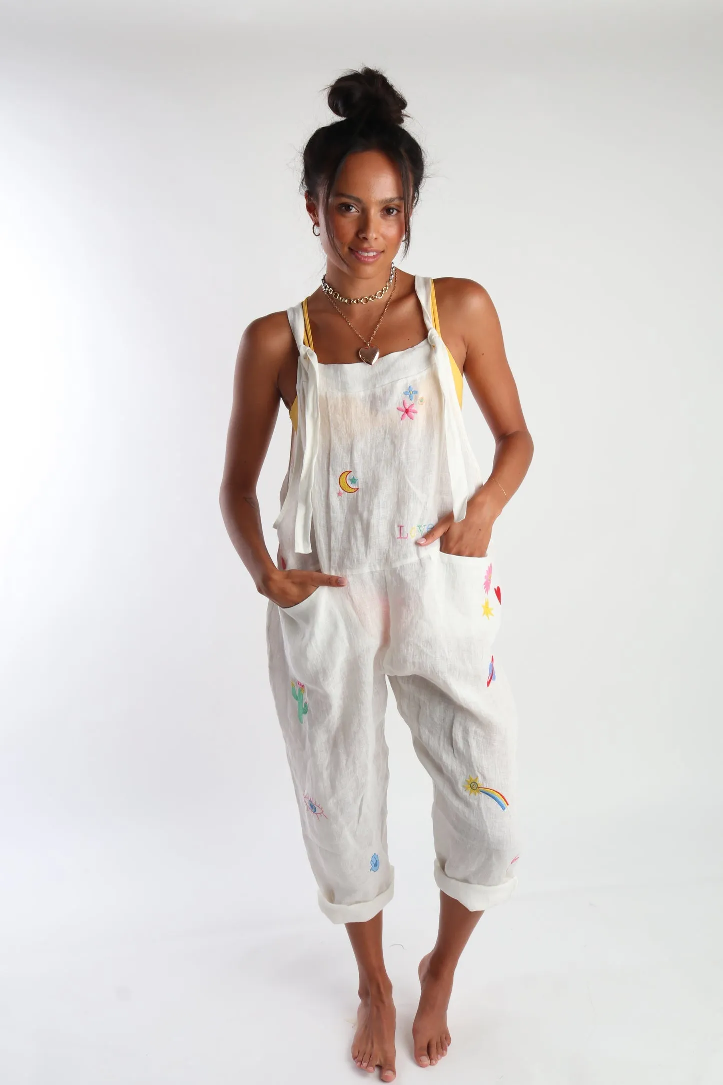 Linen Groovy Jumpsuit Off White