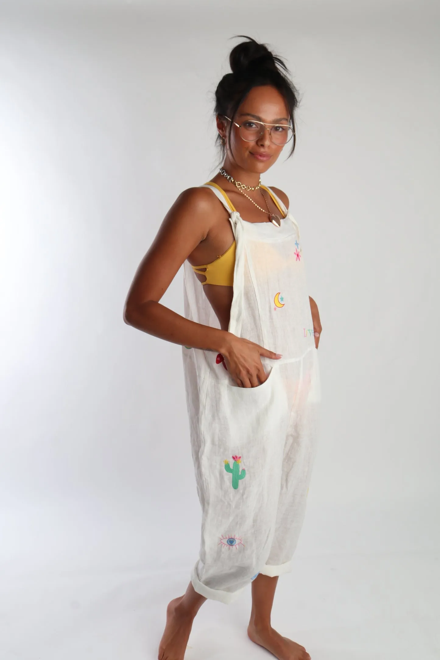 Linen Groovy Jumpsuit Off White