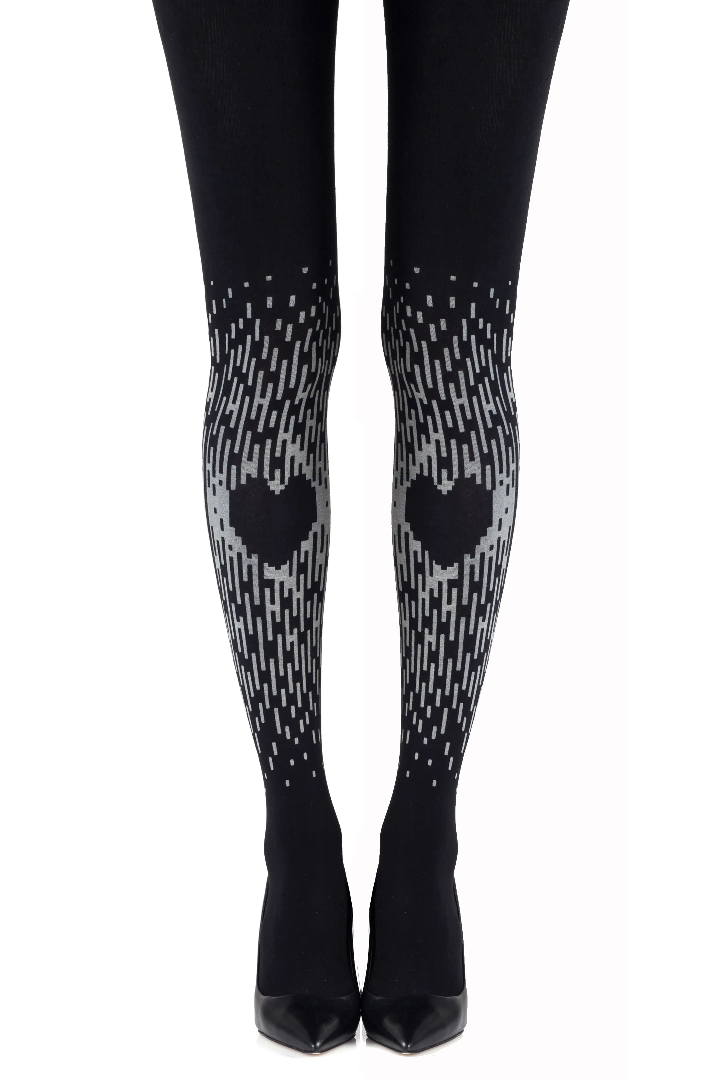 Lovely Opaque Grey Spread The Love Design 100 Denier Black Tights