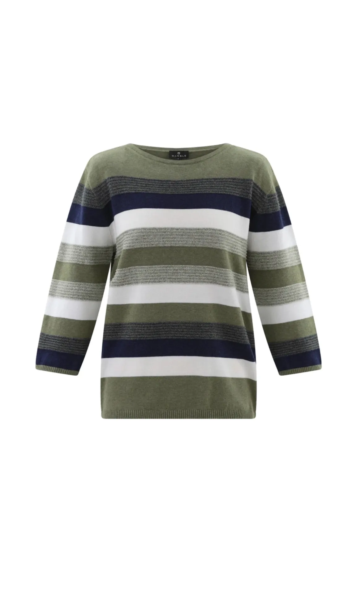 Marble 7460 Cotton Fine Knit Striped Jumper (2 Colours)