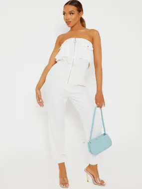 Mariem Utility Cargo Bandeau Jumpsuit In White