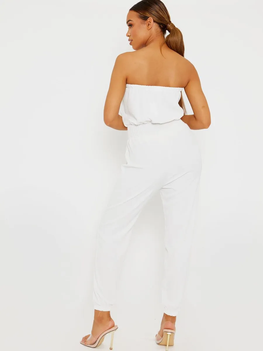 Mariem Utility Cargo Bandeau Jumpsuit In White