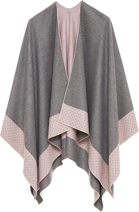 Mauve Luxurious Knit Sweater Poncho Cardigan