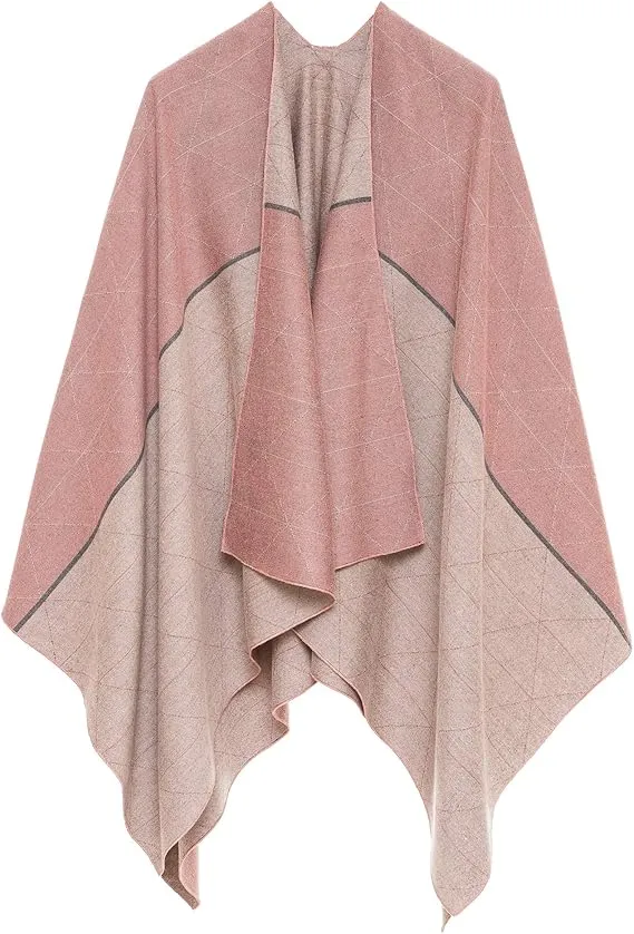 Mauve Luxurious Knit Sweater Poncho Cardigan