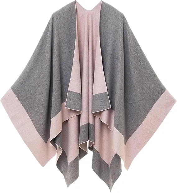 Mauve Luxurious Knit Sweater Poncho Cardigan