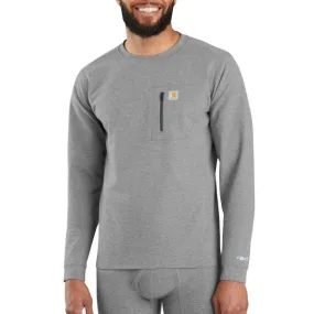 Men's Force Heavyweight Heathered Knit Base Layer Crewneck Pocket Top