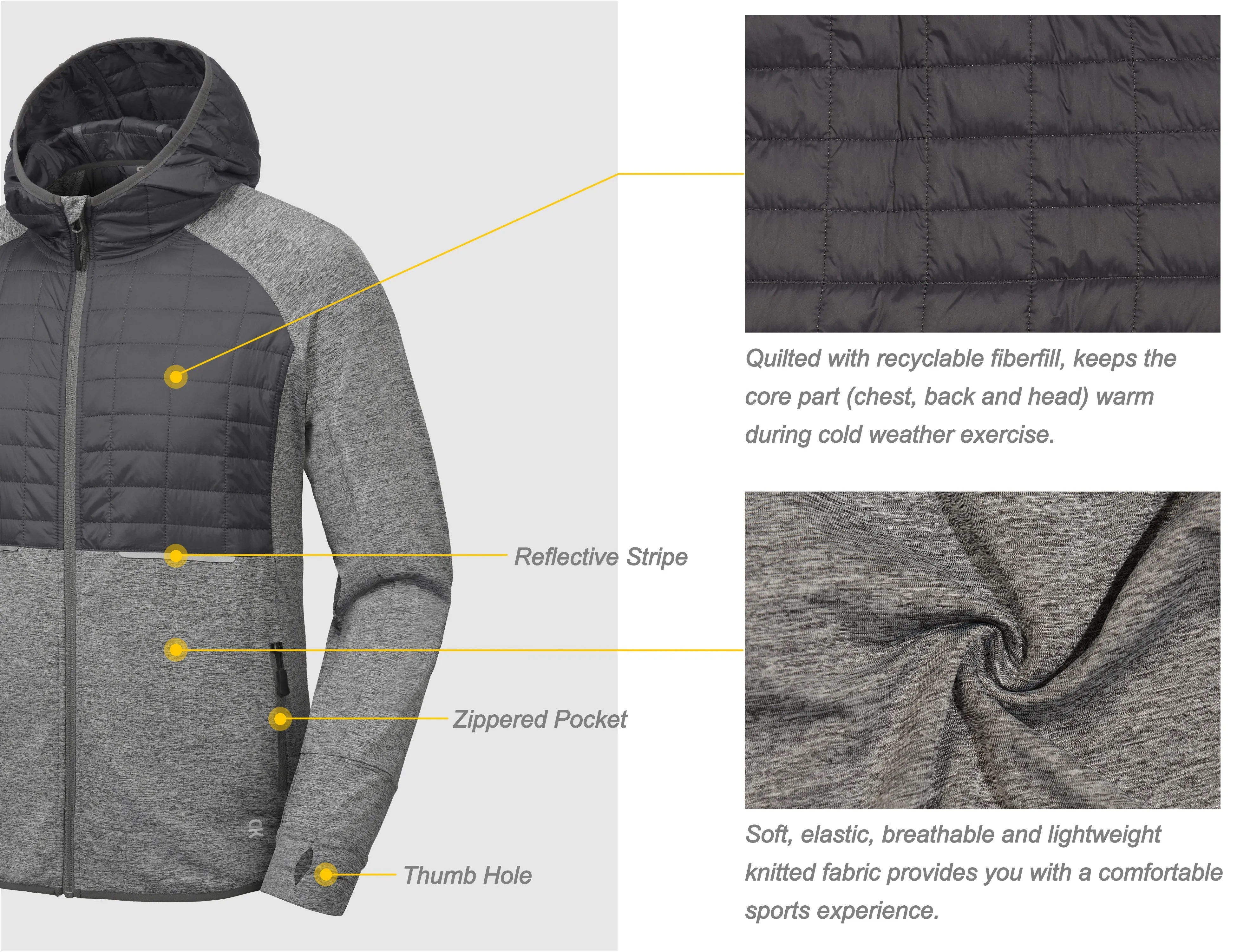 Men's Insulated Running Thermal Hybrid Jacket