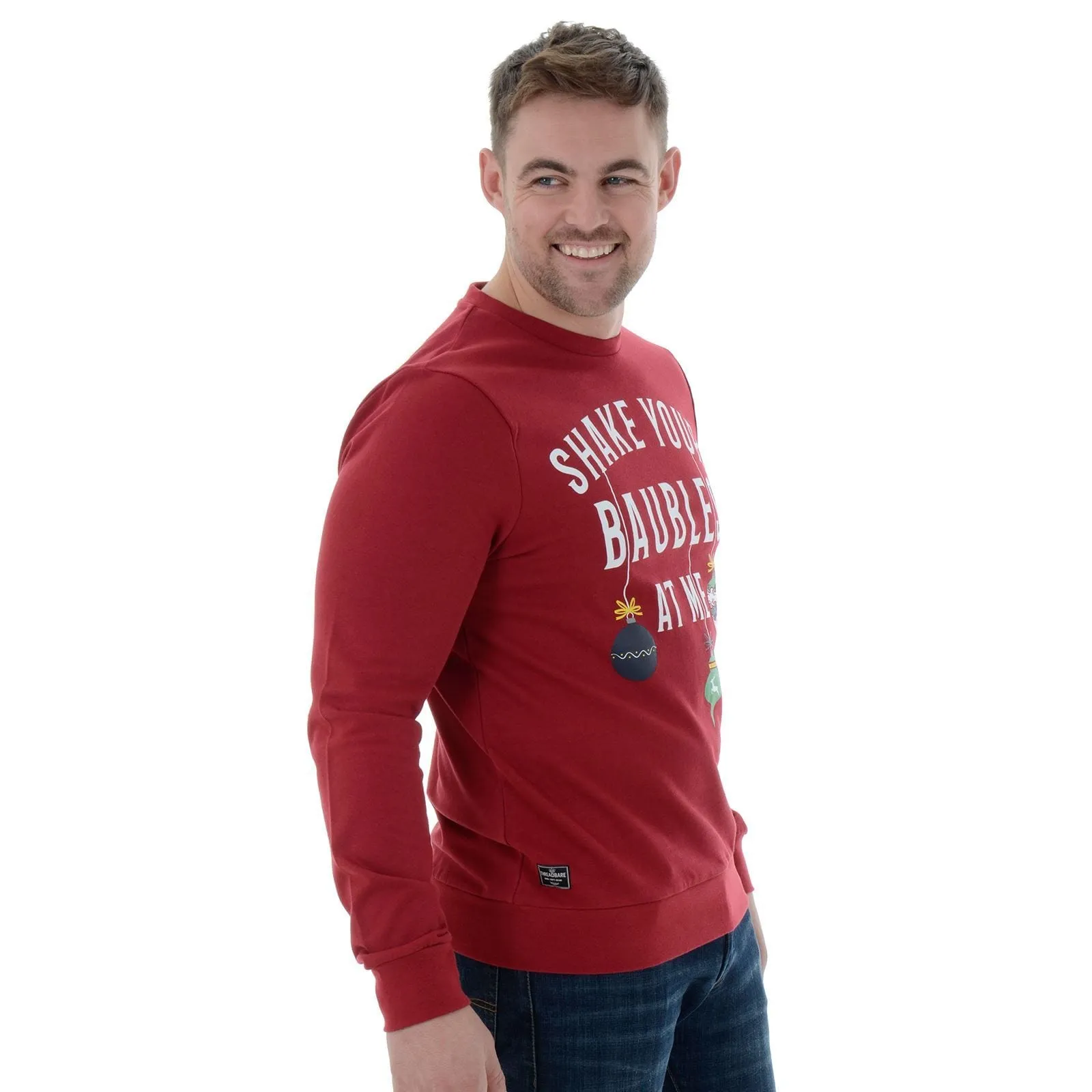 Mens Novelty Christmas Jumper Sweatshirt Shake Your Baubles At Me