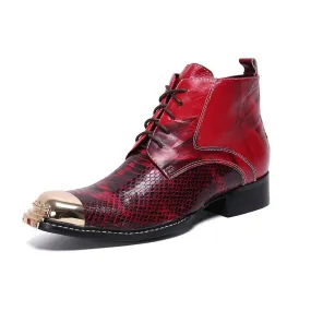 Mens Zip Captoe Animal Pattern Boots