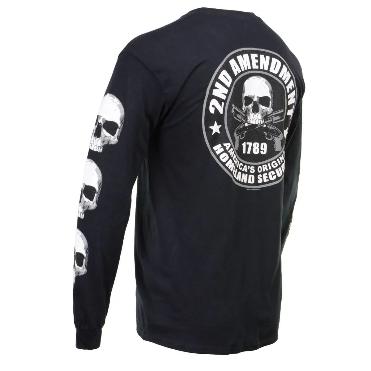 Milwaukee Leather MPMH117003 Men's '2nd Amendment America's Original Homeland Security' Long Sleeve Black T-Shirt