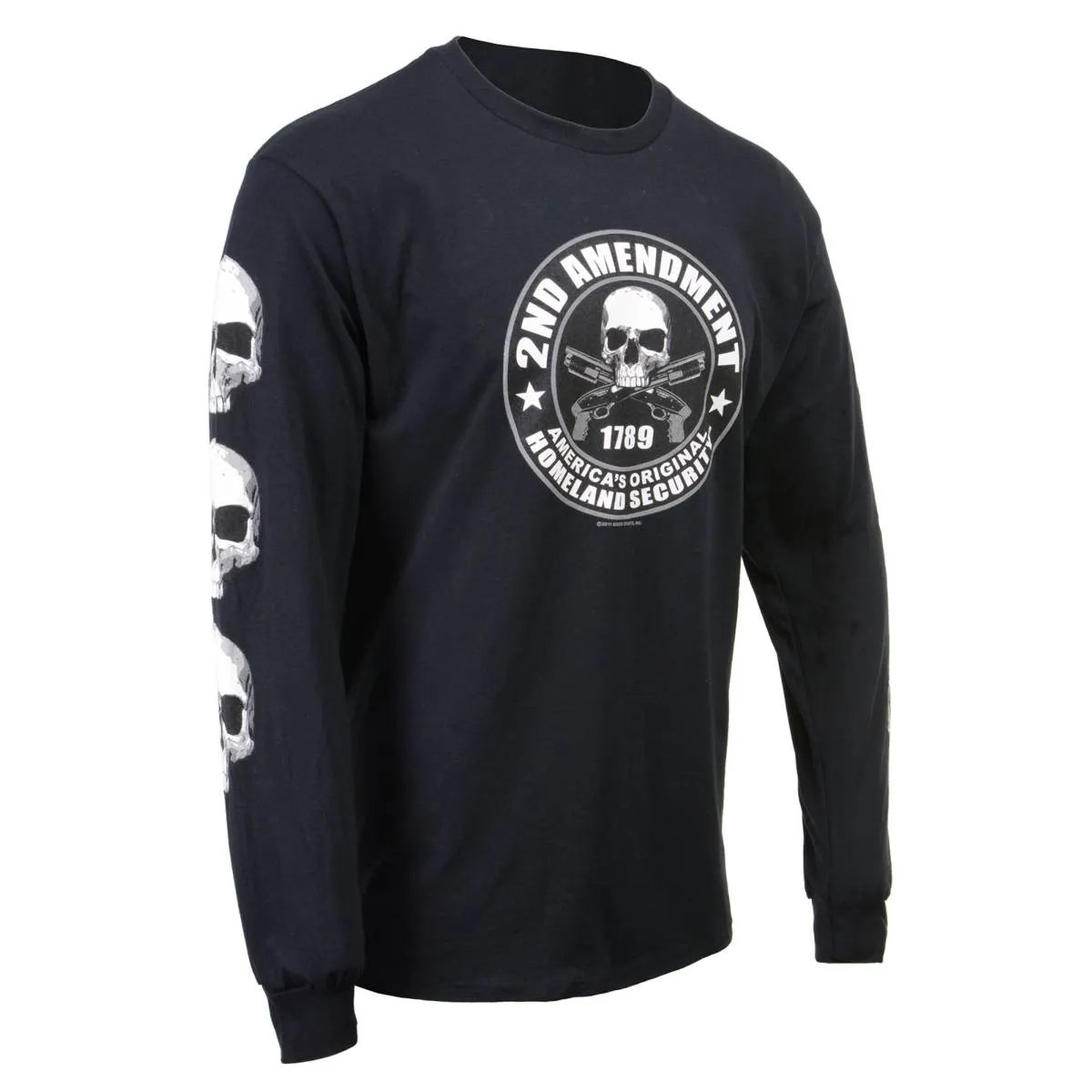 Milwaukee Leather MPMH117003 Men's '2nd Amendment America's Original Homeland Security' Long Sleeve Black T-Shirt