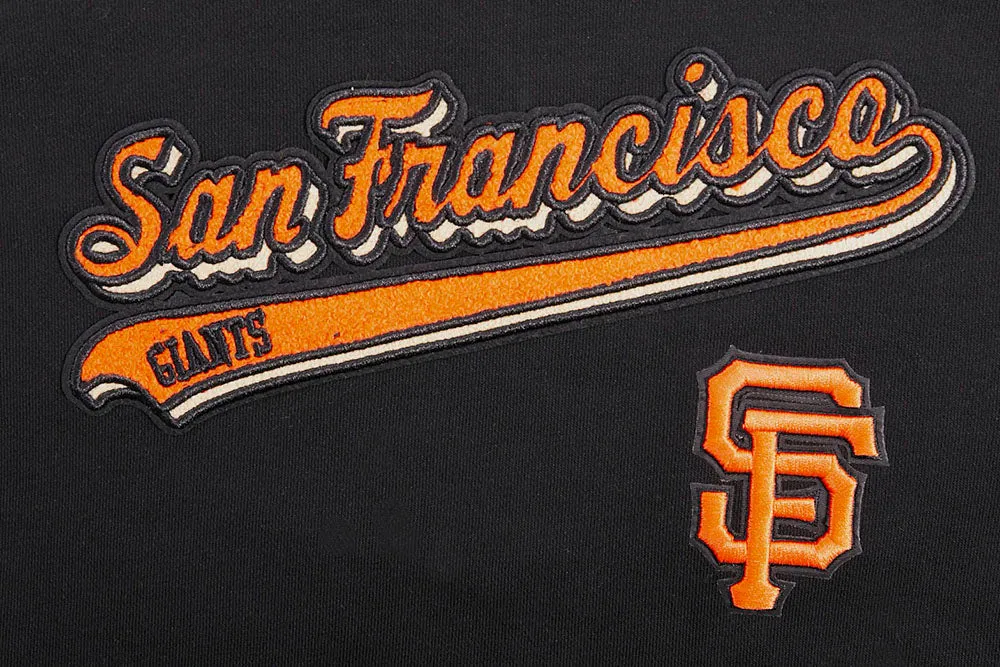 MLB SAN FRANCISCO GIANTS SCRIPT TAIL WOMEN'S RIB FLC CROPPED PO HOODIE (BLACK/ORANGE)