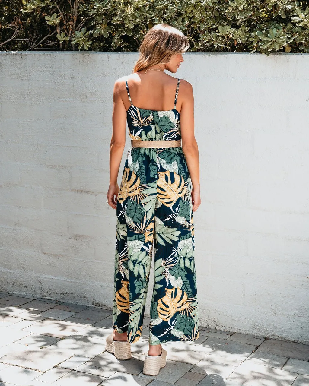 Multi Tropical Print Belted Jumpsuit - FINAL SALE