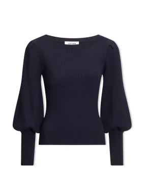 Navy Eva wool boat neck jumper