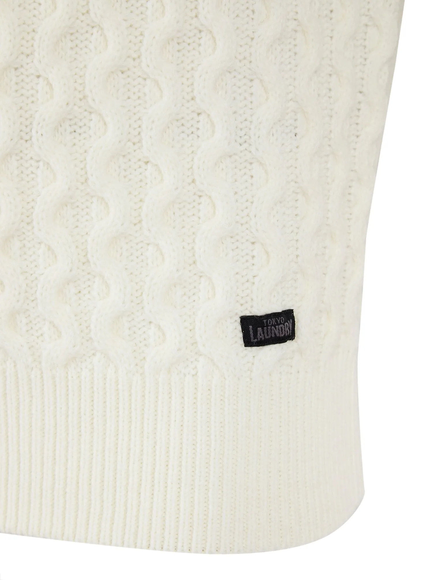 Nonso Wool Blend Chunky Cable Knitted Jumper in Cream - Tokyo Laundry