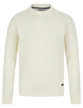 Nonso Wool Blend Chunky Cable Knitted Jumper in Cream - Tokyo Laundry