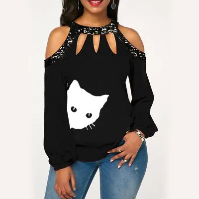 Off Shoulder Casual Women Long Sleeve Blouse