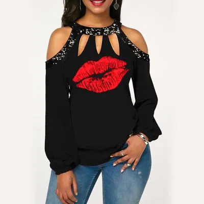 Off Shoulder Casual Women Long Sleeve Blouse