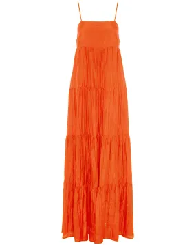 Orange Formantera Tiered Slip Dress