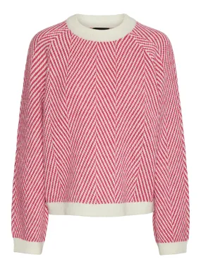 Pieces Olena Knit Jumper-Beetroot Stripes